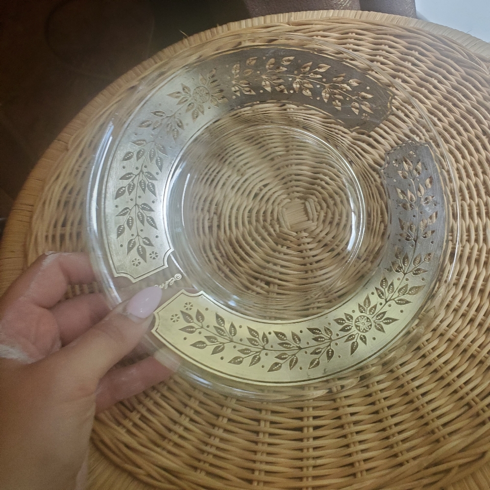 Culver 8" glass and silver cake plate
